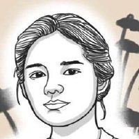 女人左眉毛有一个女人和女人